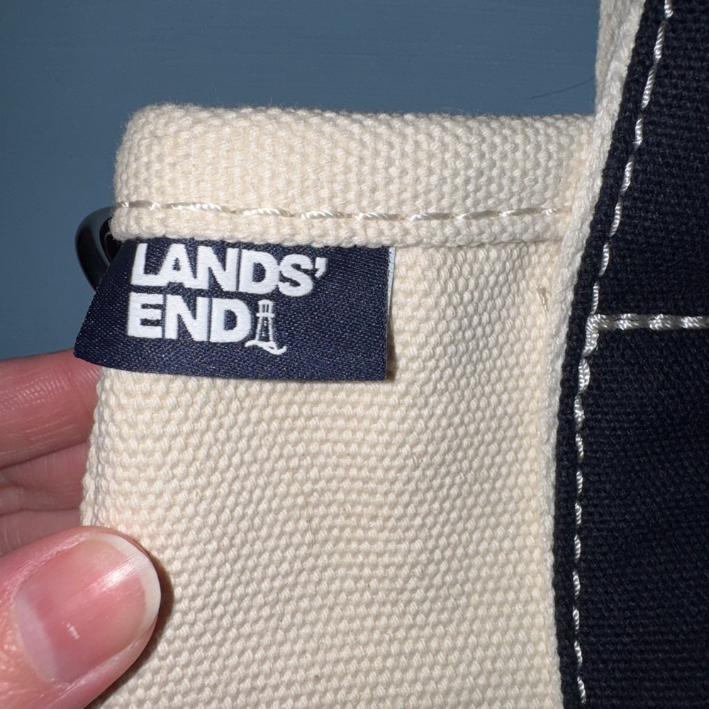 Lands' End Cream and Black Canvas Bag - Picture 4 of 4